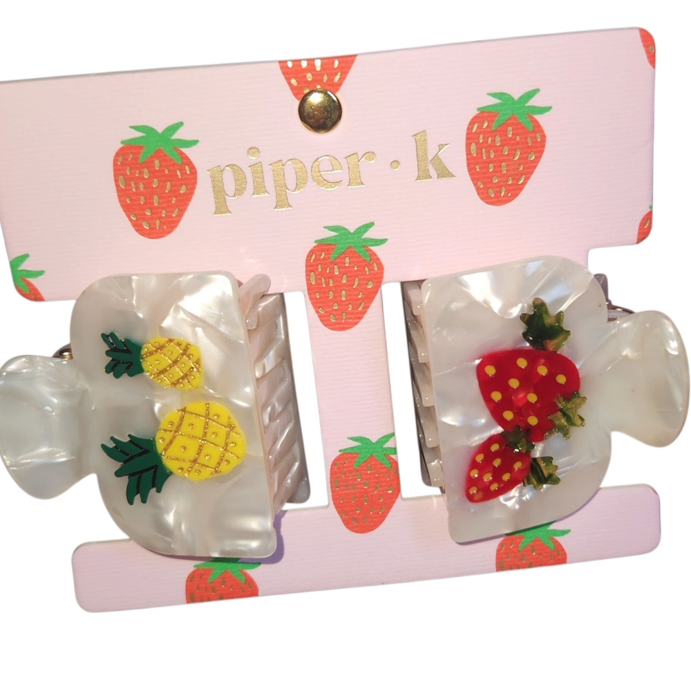 Piper K Strawberry & Pineapple Hair Clip Set